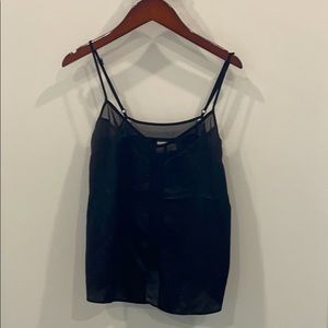 ASOS Black Silk Tank Top with Sheer Sections